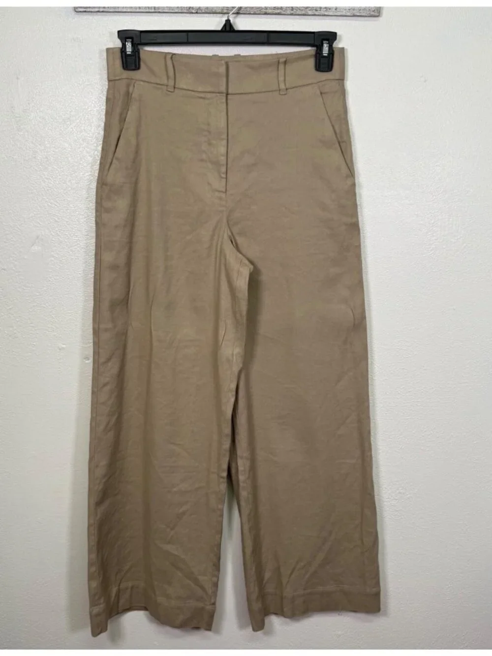 Everlane The Wide-Leg Pant in Stretch Linen Trench Coat Khaki Trousers Size 4